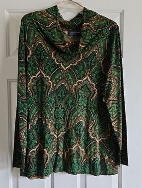 Paisley Cowell Neck Top Deep Rich Colors Jones New York Signature Women sx 2X